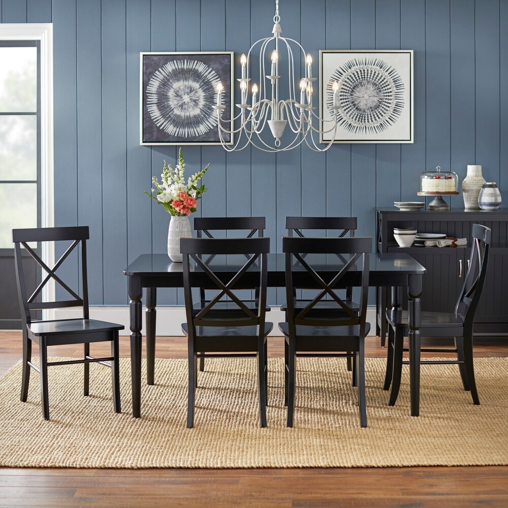 Simple Living Albury 7 piece Black and Grey Cross Back Dining Set