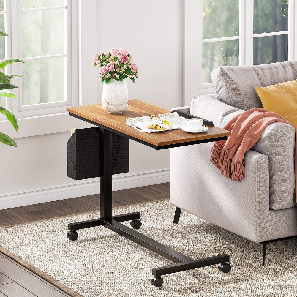 Adjustable C Shaped End Table with Tiltable Drawing Board