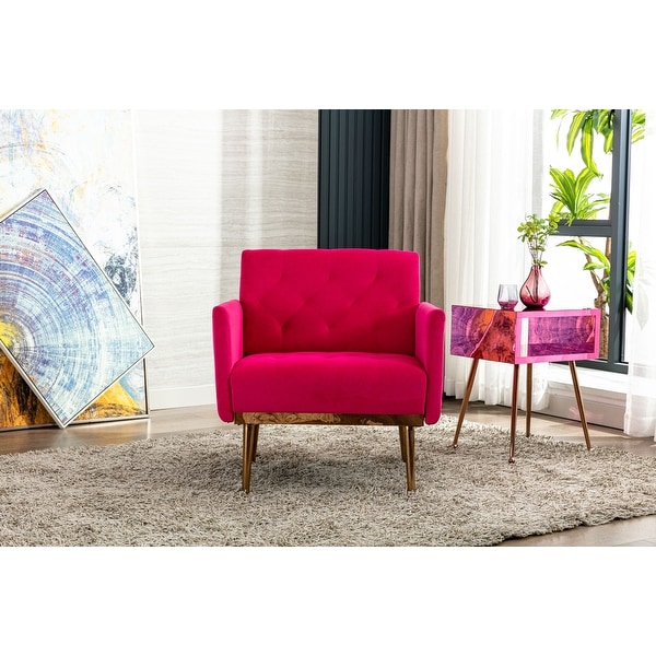 Velvet Upholstered Tufted Accent Chair With Golden feet