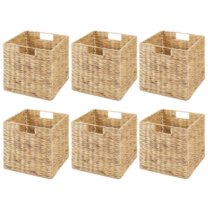 mDesign Natural Woven Hyacinth Storage Organizer Basket Bin， 6 Pack