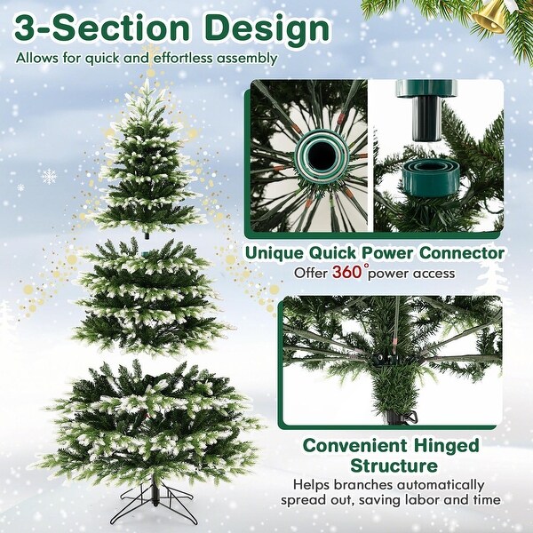 Gymax 7 FT PerLit Artificial Christmas Tree Hinged Xmas Tree w/ Quick