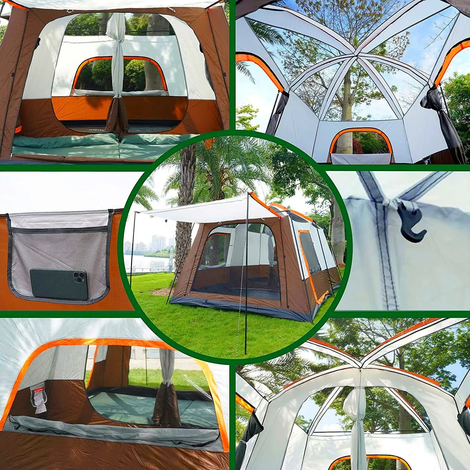 Factory Wholesale Family Camping Tents Oxford Cloth Family Folding Luxury Beach Glamping Camping Outdoor Tents