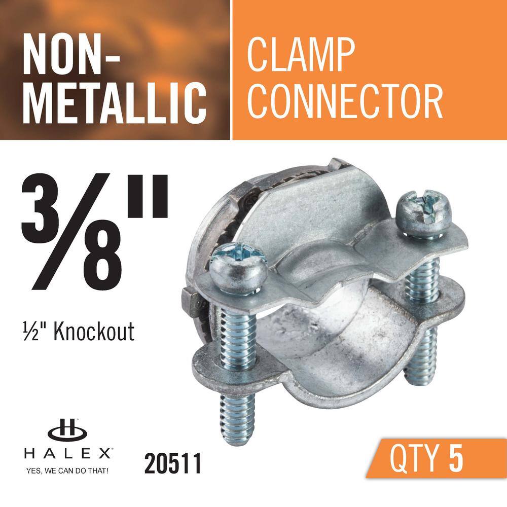 Halex 38 in. Non-Metallic (NM) Twin-Screw Cable Clamp Connectors (5-Pack) 20511