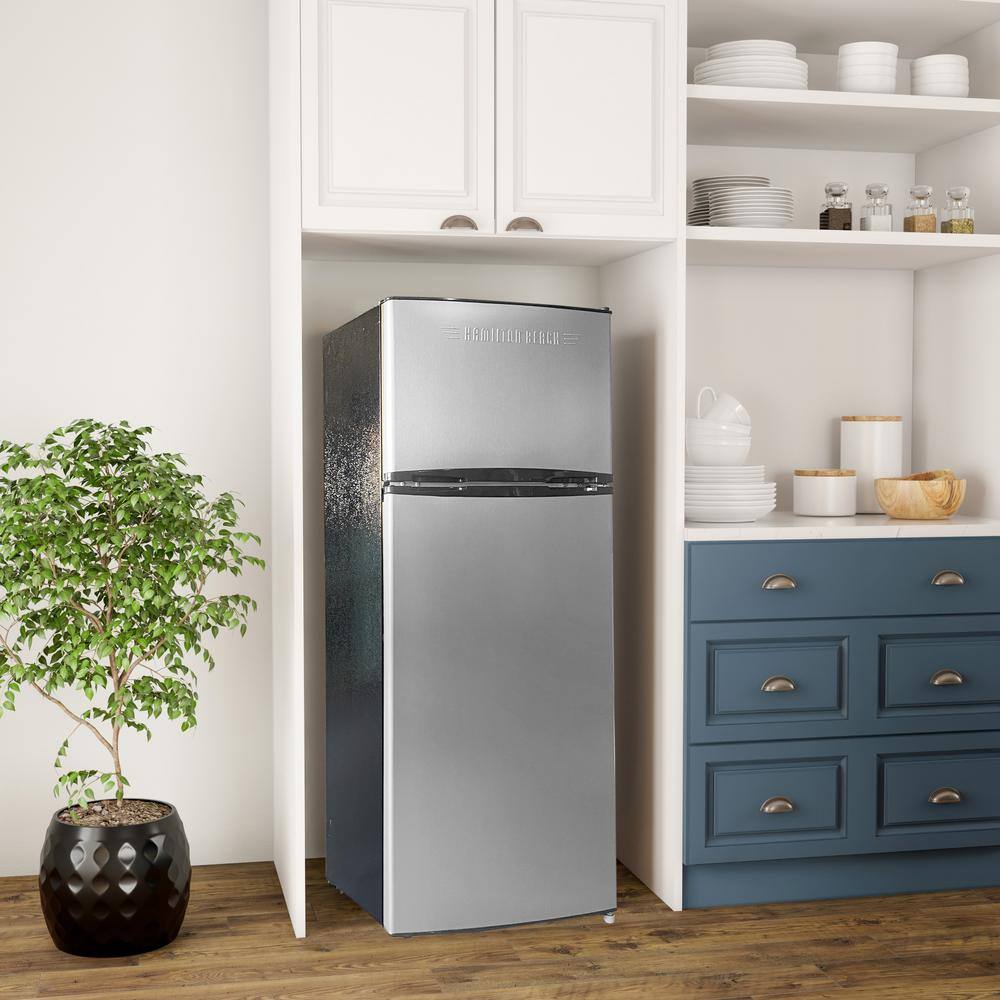 Hamilton Beach 7.5 cu. ft. Top Freezer Refrigerator in Stainless Steel Design HBFR7500