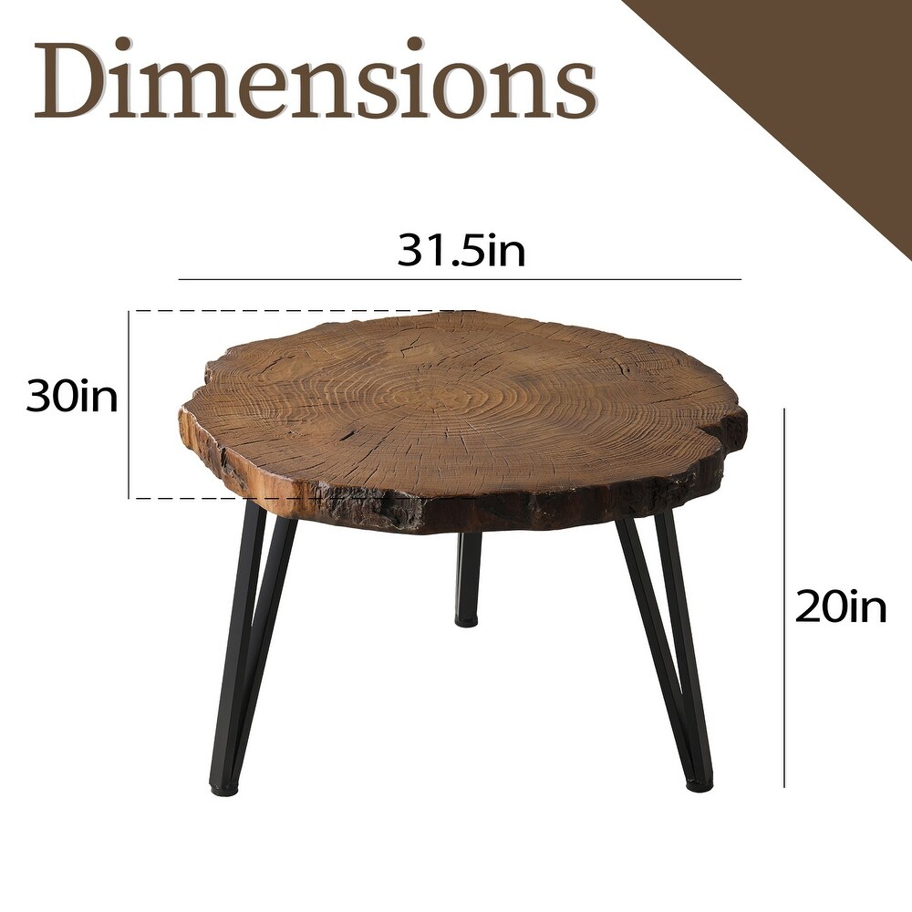 COSIEST Faux Wood Tree Slice Outdoor Coffee Table