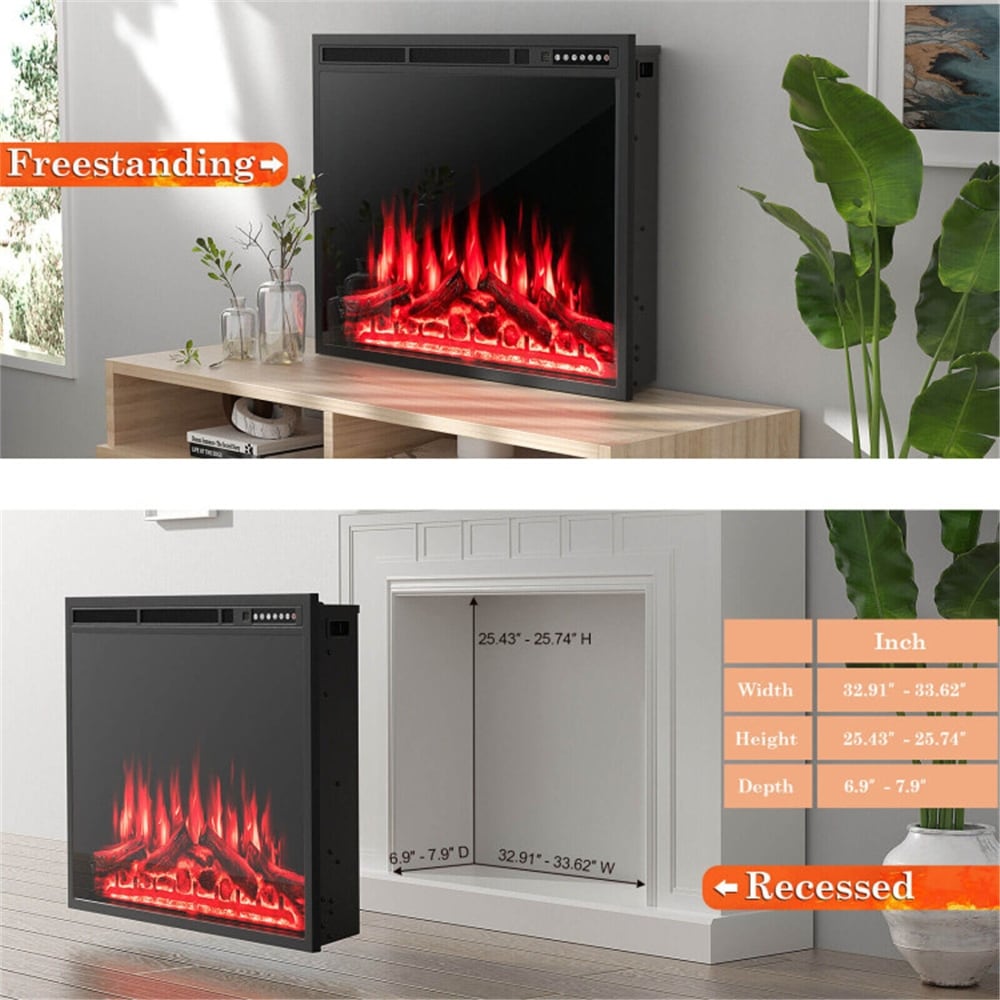 Modern 34 Inch Adjustable Flames Electric Fireplace