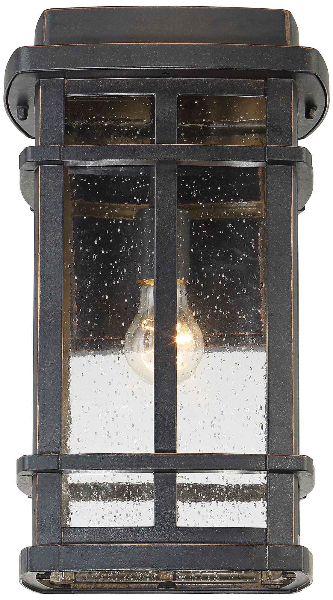 John Timberland Mission Outdoor Wall Light Fixture Oil Rubbed Bronze 16" Clear Seedy Glass for Exterior House Porch Patio Deck