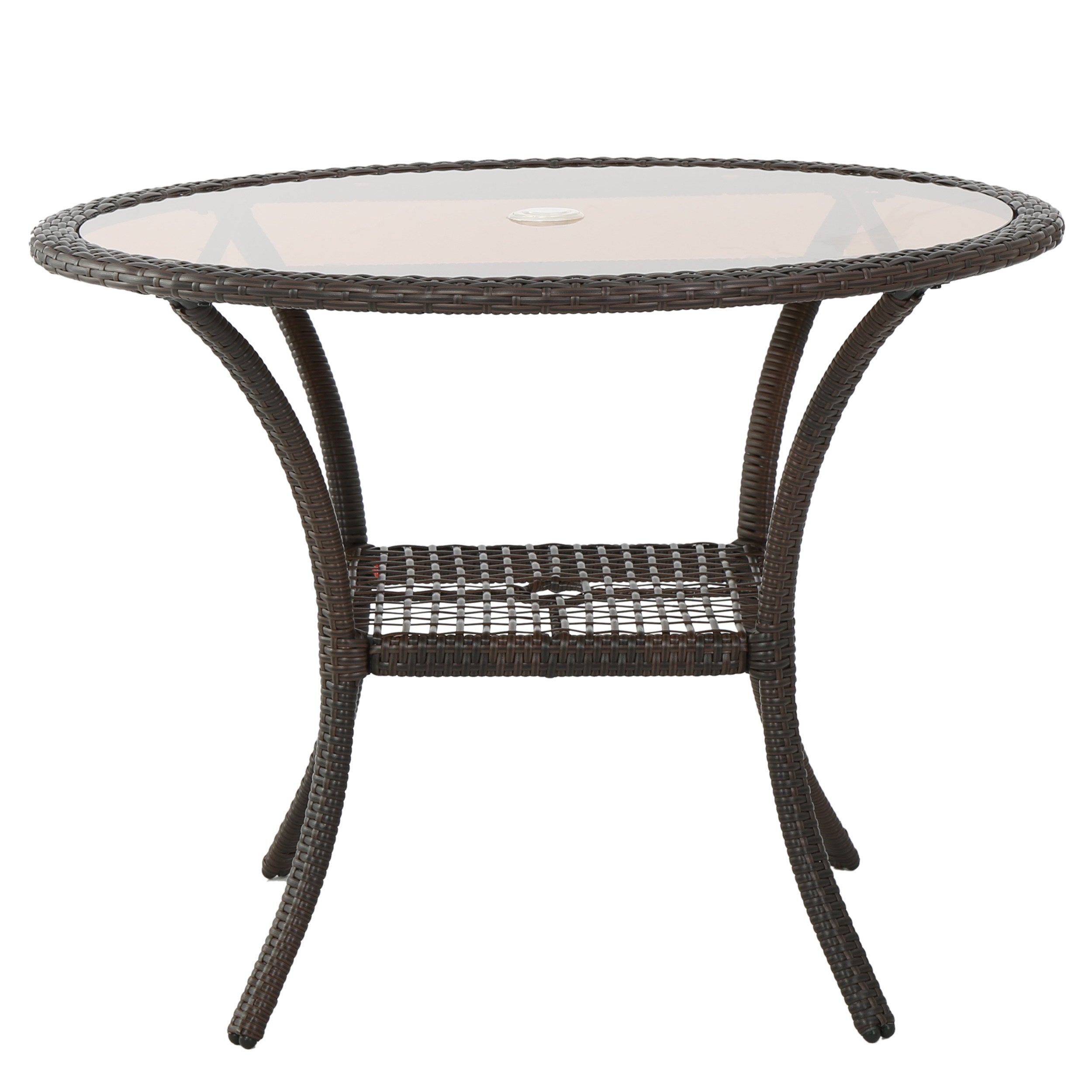 Selander Multibrown Wicker Glass Table