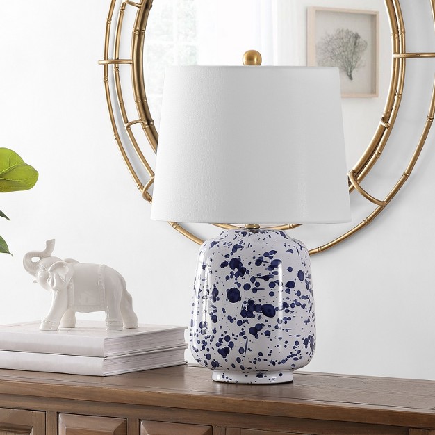 Greyon Ceramic Table Lamp Navy Blue Safavieh