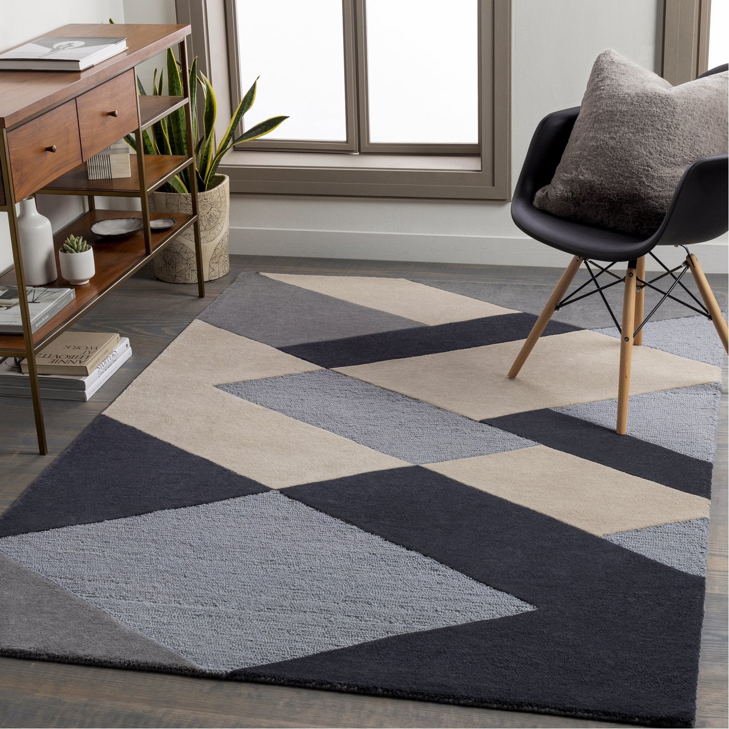 Kennedy Hand Tufted Rug in Navy, Taupe, Khaki, Charcoal, Denim