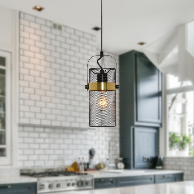 Echo Black Painted Metal Mesh Drum Shade Pendant Light River Of Goods