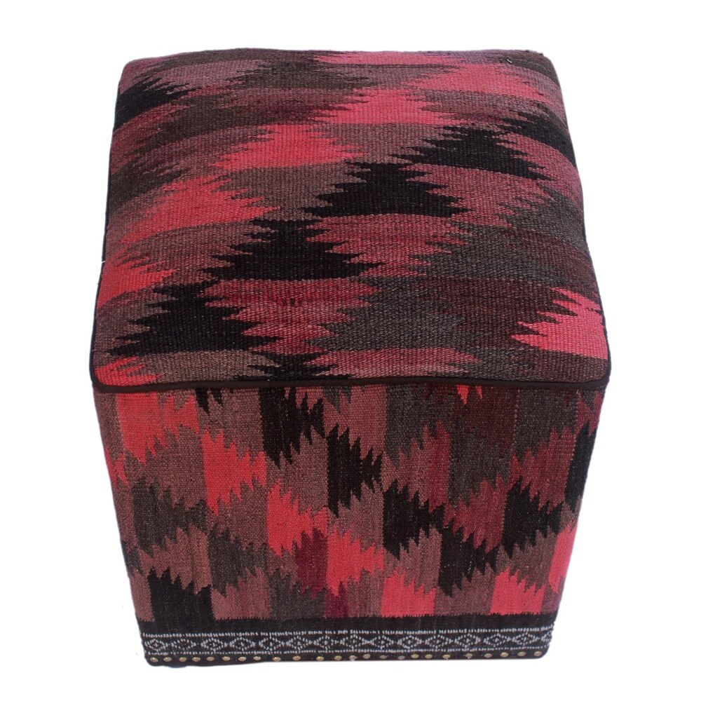 Bohemian Doretta Handmade Kilim Upholstered Ottoman