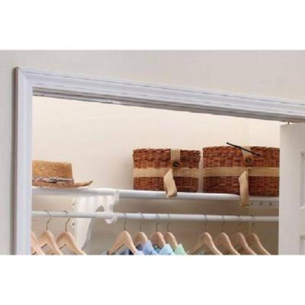 EZ Shelf Expandable DIY Closet Shelf  Rod 40 in - 73 in W WhiteMounts to 2 Side Walls (NO End Brackets) Wire Closet System EZS-SCRW72