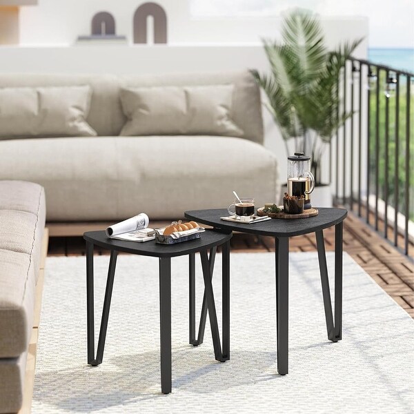 Stacking Side Coffee Tables，Charcoal Gray and Black End Tables