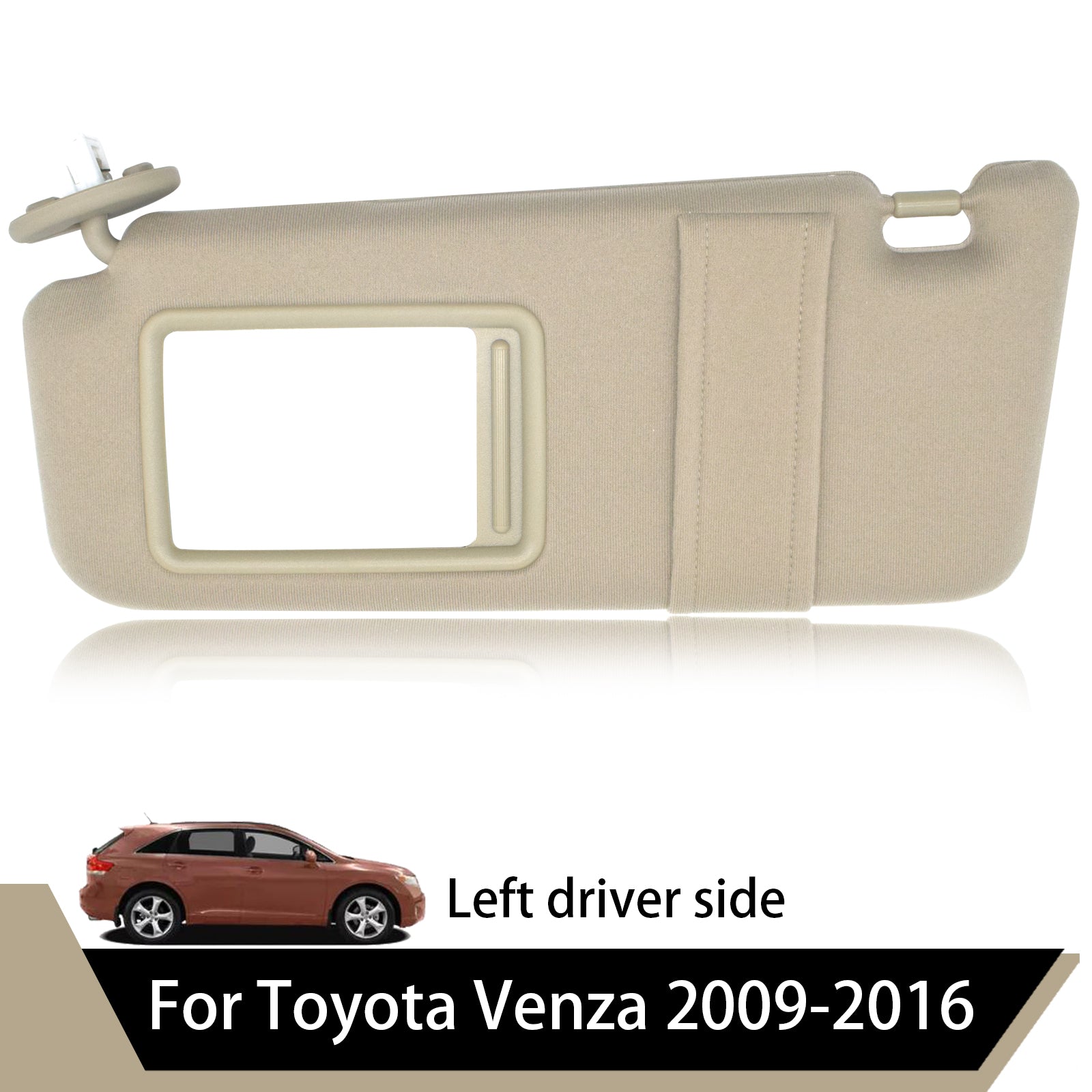 Beige Left Driver Side Sun Visor For Toyota Venza 2009-2016 With Sunroof  Ivory Mirror