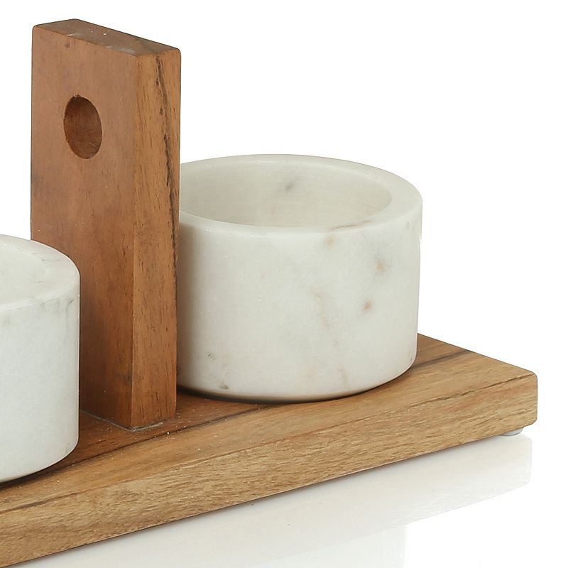 Thirstystone Global Trek Marble and Mango Wood Condiment Set