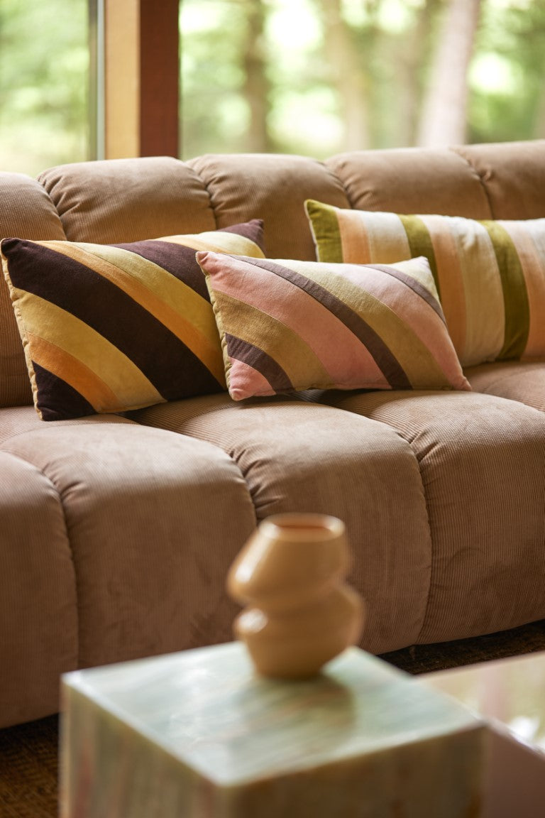 Striped velvet pillow Sunkissed