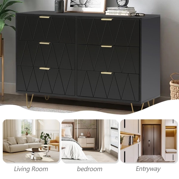 6 Drawer Dresser Drawer Chest Tall Storage Cabinet Organizer Unit Bedroom Living Room - - 37316170