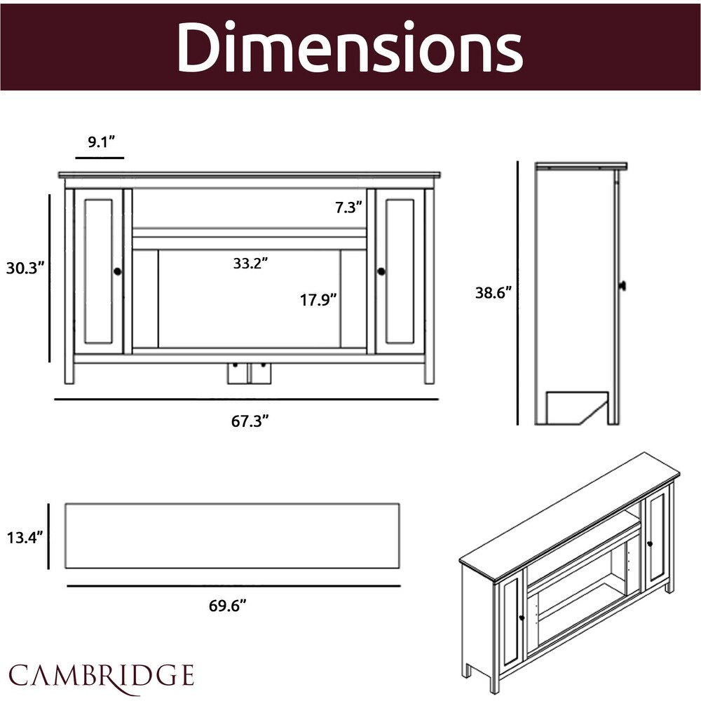 Cambridge Somerset 70 In. Black Electric Fireplace TV Stand