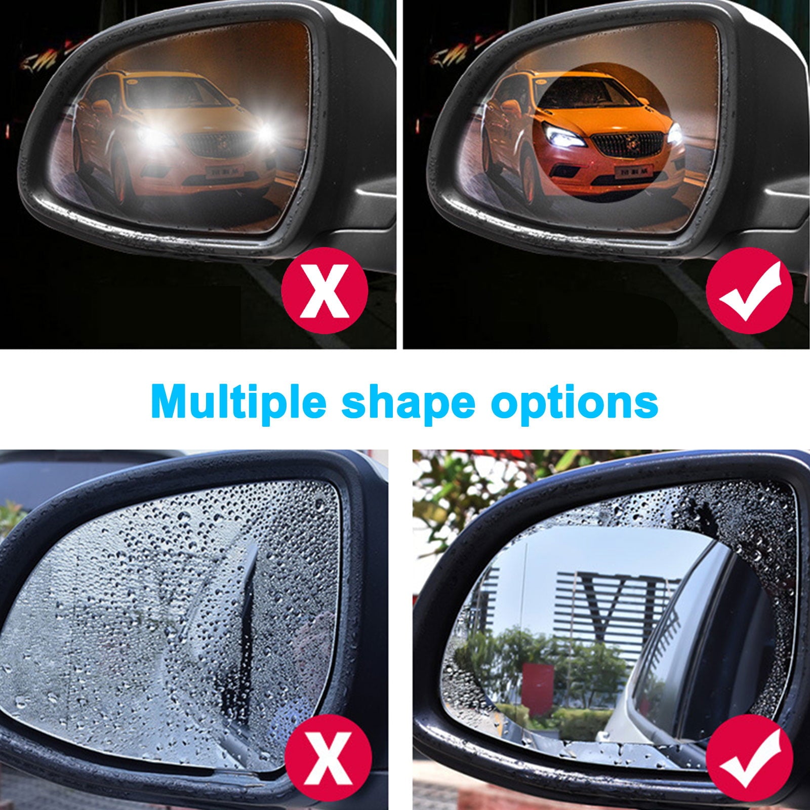 4pcs Car Rearview Mirror Film， EEEkit Car Side View Mirror HD Nano Film， Anti Fog Glare Rainproof Mirror Window Film for Car Side Mirrors Windows， Protective Film Sticker Drive Safely for Cars