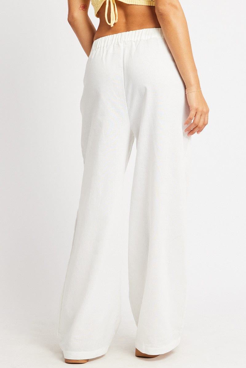 White Wide Leg Pants Elasticated Waist
