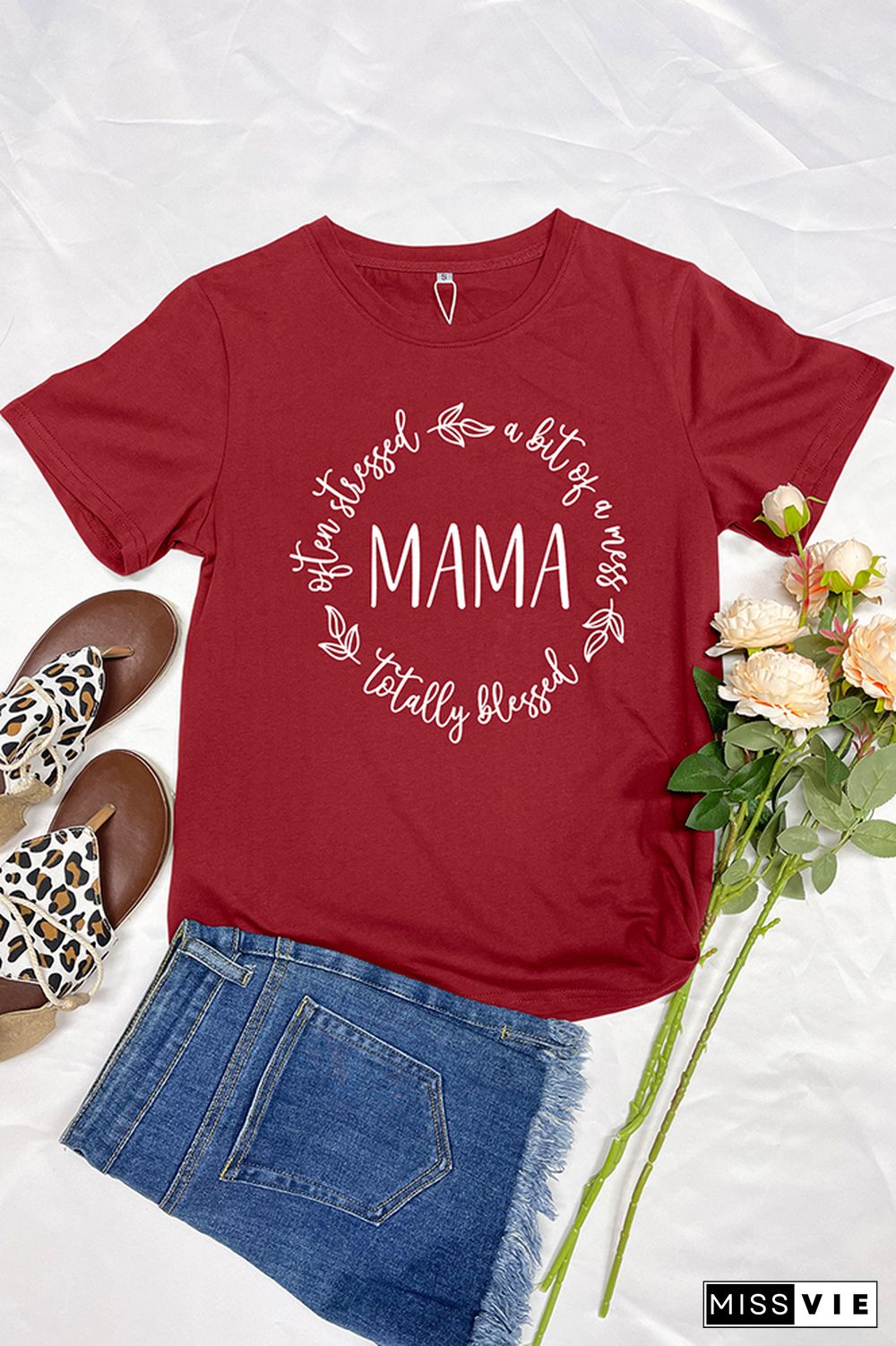 Blessed Stressed and a Mess MAMA Short Sleeve Graphic Tee Wholesale