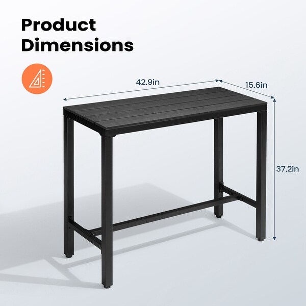 Pellebant Patio Outdoor Bar Table Rectangle Pub Table Dining Table