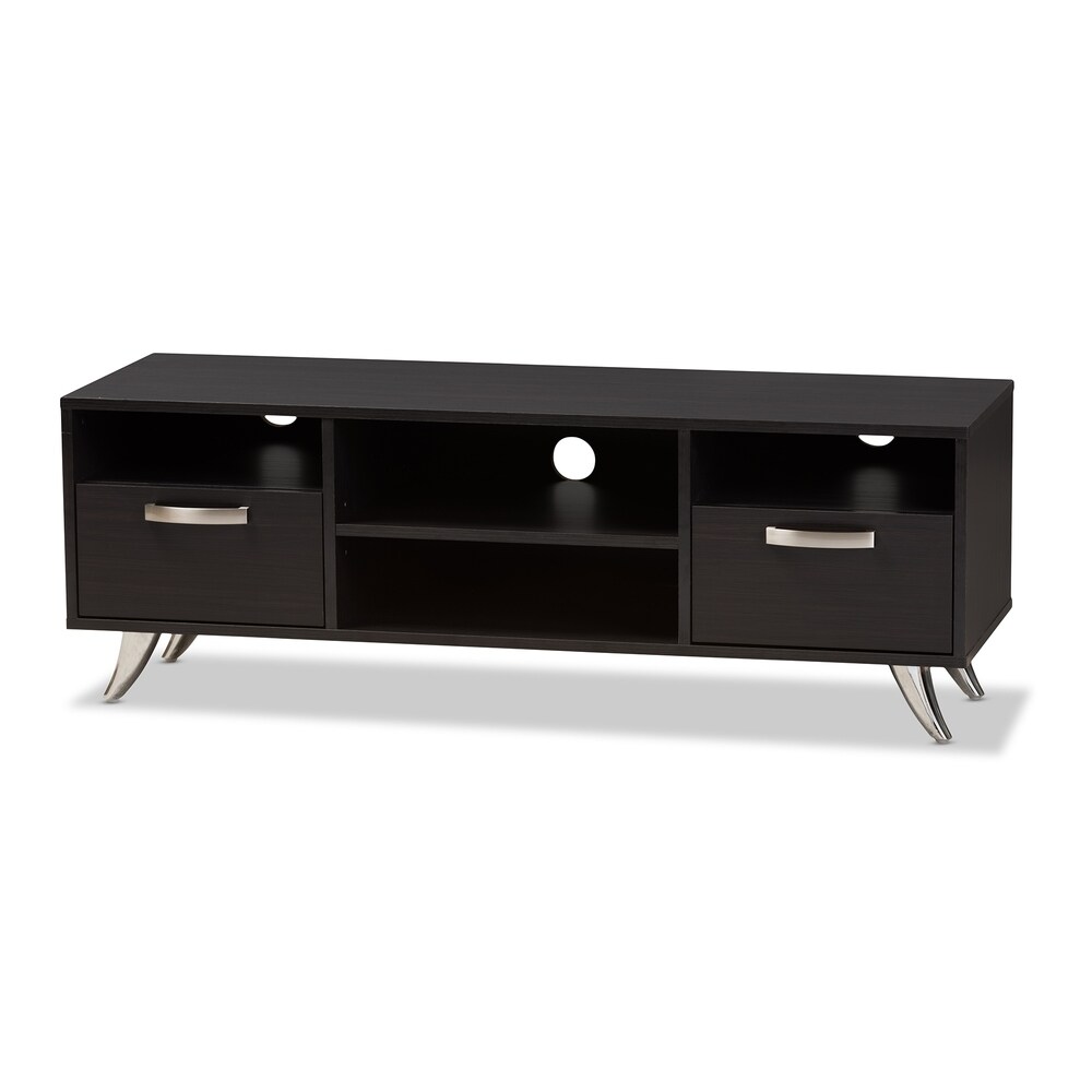 Contemporary Dark Brown Finished Wood TV Stand by Baxton Studio