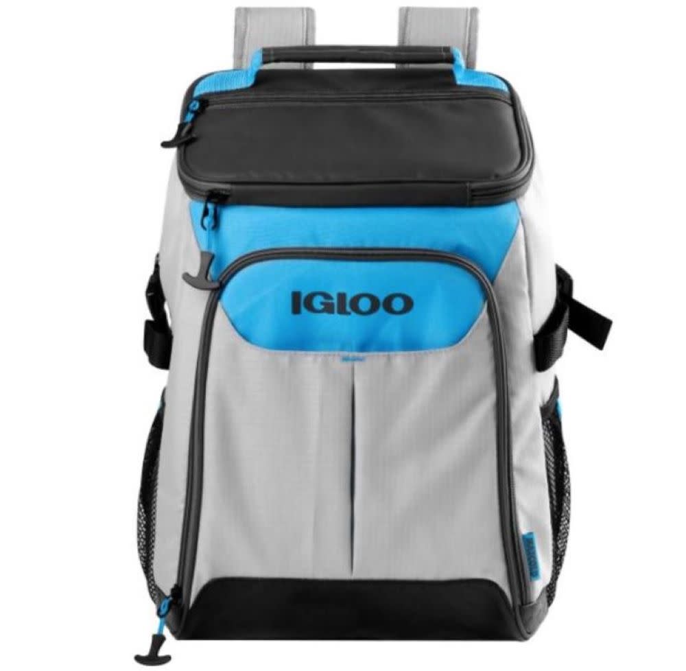 Igloo Backpack Trek Softside Cooler Top Grip 28 Can Blue/Gray