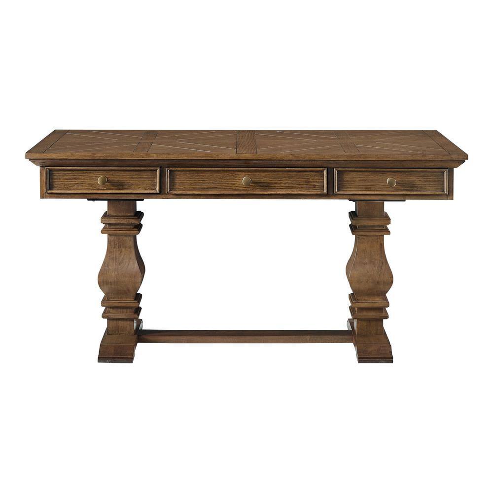 Home Decorators Collection Eldridge Wood Desk with Drawer in Haze Brown HD06-F01WD