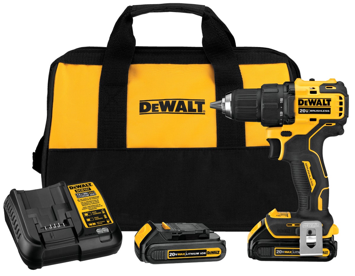 DW Atomic 20V MAX Lithium-Ion Brushless Cordless Drill Kit