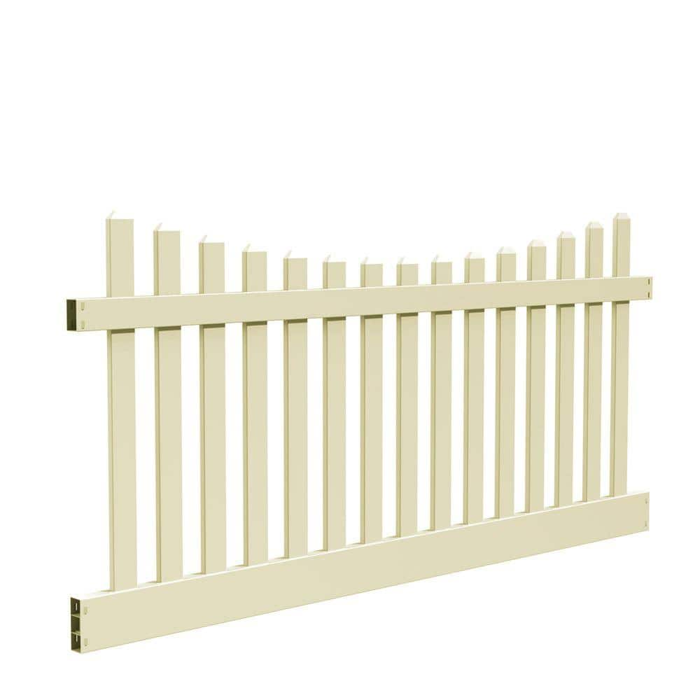 Barrette Outdoor Living Kettle Scallop 4 ft. H x 8 ft. W Sand Vinyl Un-Assembled Fence Panel 73011948