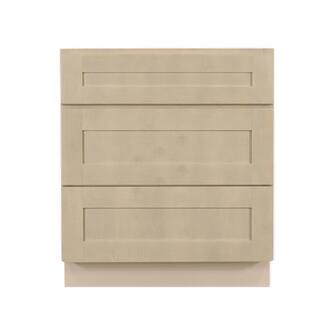 LIFEART CABINETRY Lancaster Shaker Assembled 30x34.5x24 in. Base Cabinet with 3 Drawers in Stone Wash ALSW-DB30-3