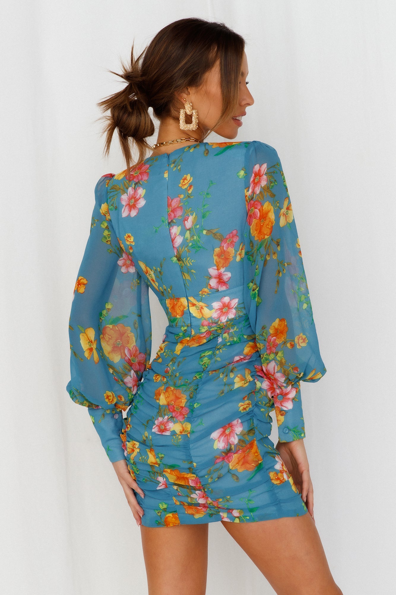 RUNAWAY Kimancy Dress Aqua Floral