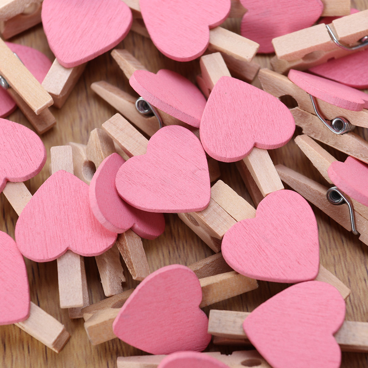 OUNONA Wooden Heartclips Photo Mini Clothes Clipclothespins Love Picture Craft Clothespin Cloth Pictures Small Wood Colored