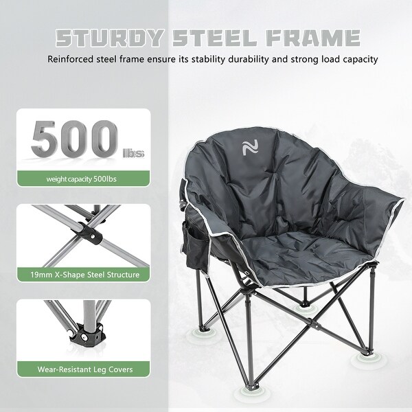 DoCred Oversized Camping Chair，Fully Padded Folding Moon Chair