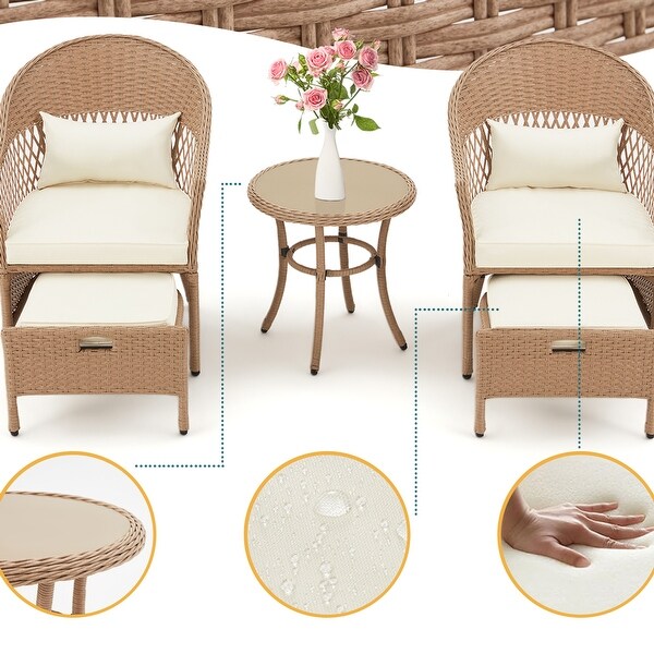 AVAWING 5 Pieces Patio Furniture Set Outdoor Rattan Chairs Wicker Conversation Bistro Set