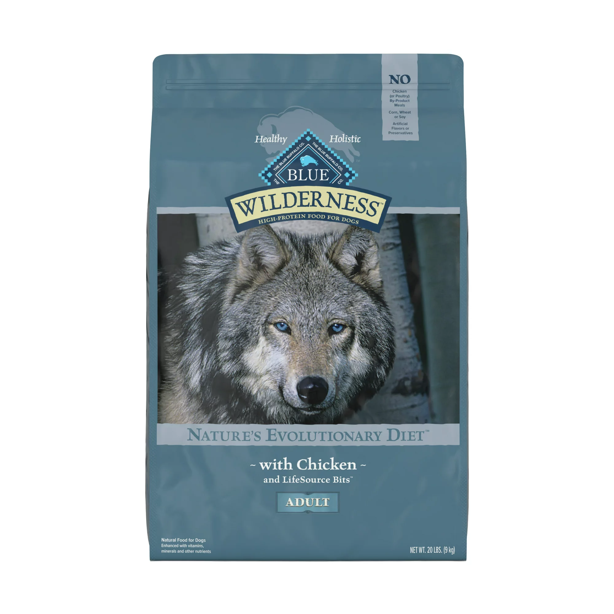 Blue Buffalo Wilderness High Protein Chicken Dry Dog Food for Adult Dogs Grain-Free 20 lb. Bag