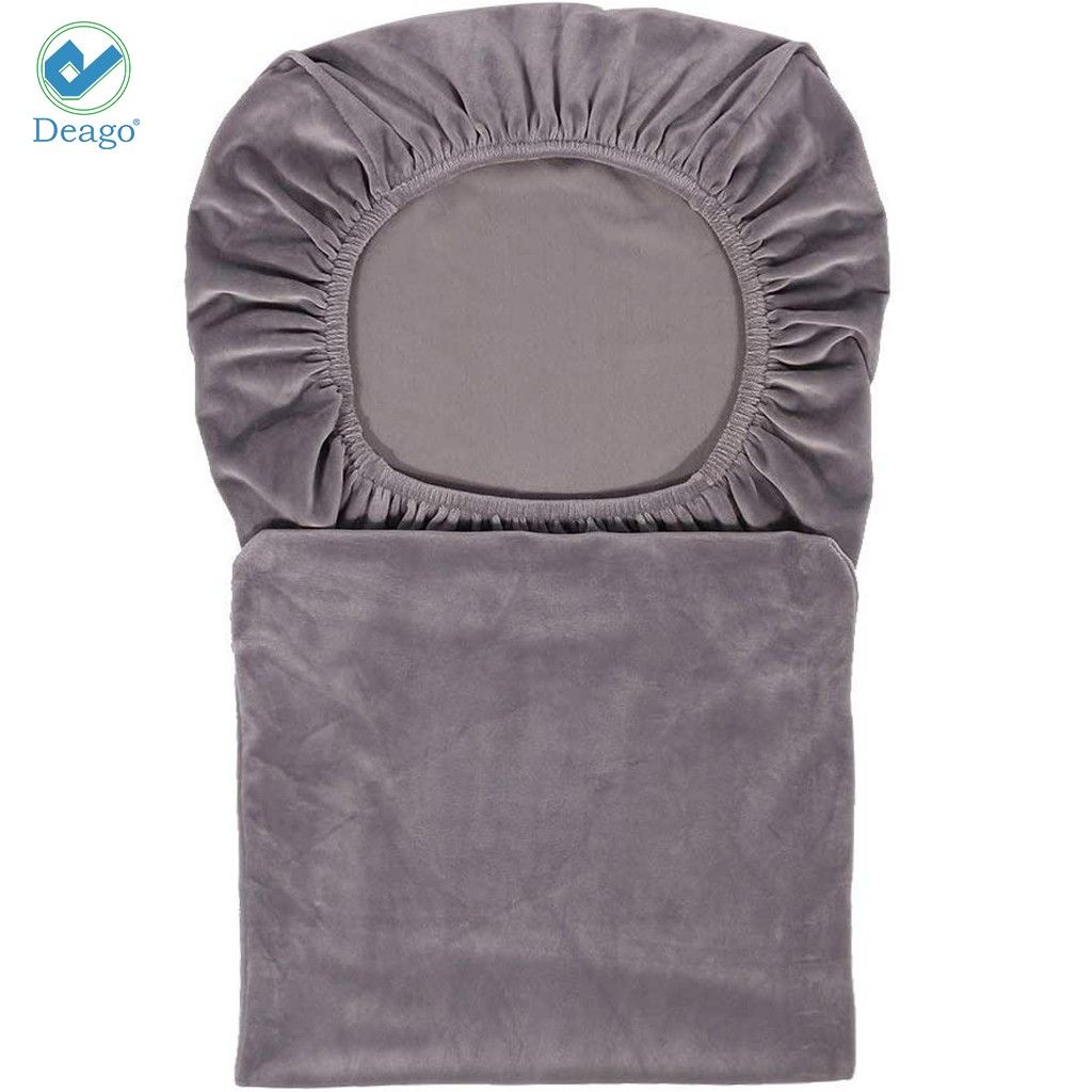 Deago 1 Pack Velvet Stretch Dining Room Chair Covers Soft Removable Dining Chair Slipcovers, Gray