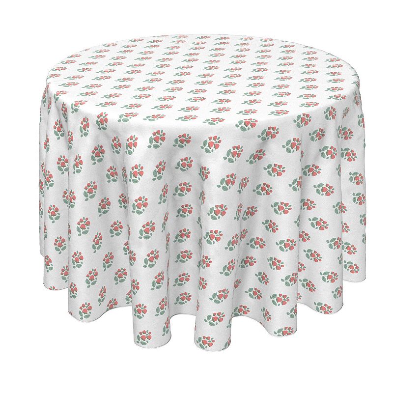 Round Tablecloth， 100% Polyester， 70 Round， Strawberry Bushes