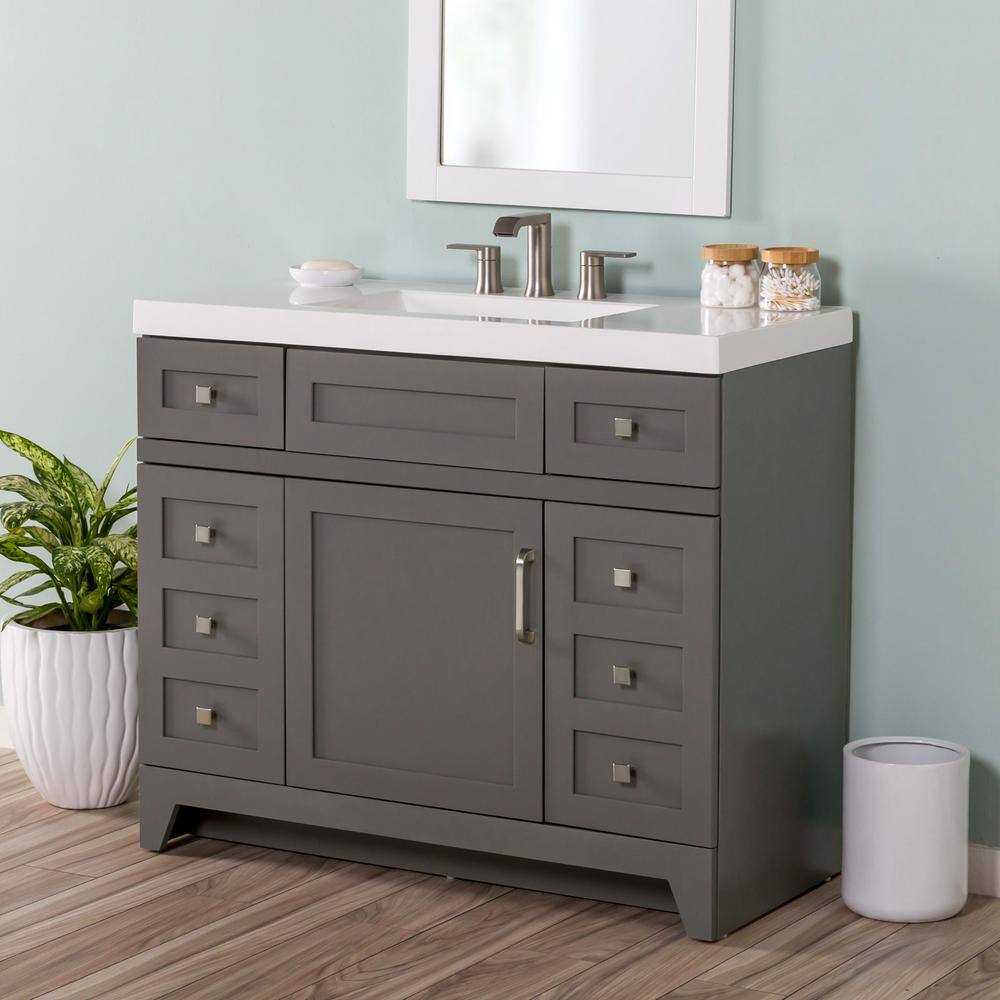 Home Decorators Collection Rosedale 42 in. W x 18.75 in. D Bath Vanity in Taupe Gray with Cultured Marble Vanity Top in White with White Sink RD42P2-TG