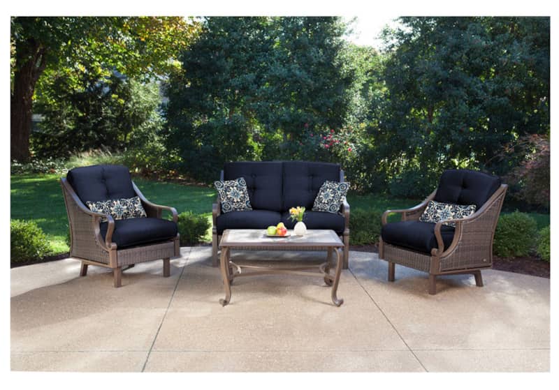 Hanover Ventura 4-Piece Outdoor Seating Patio Set In Navy Blue