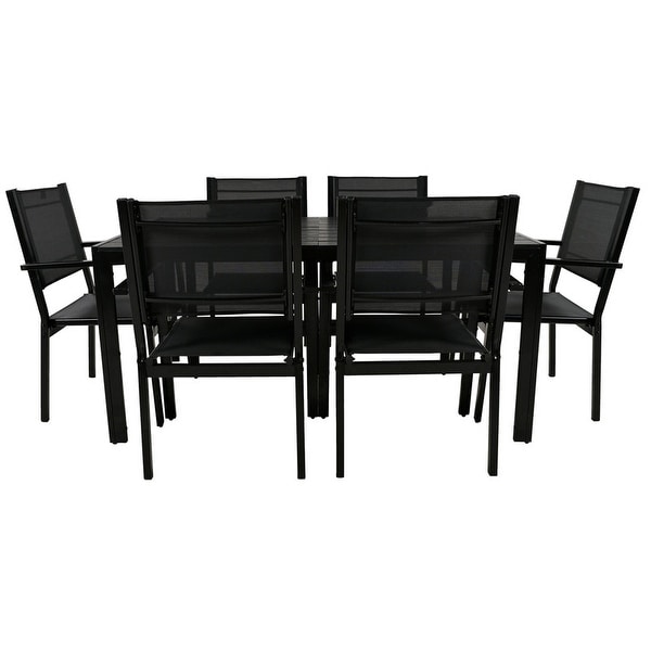 7Piece Outdoor Rectangular Dining Set Table and Chair Set，Steel