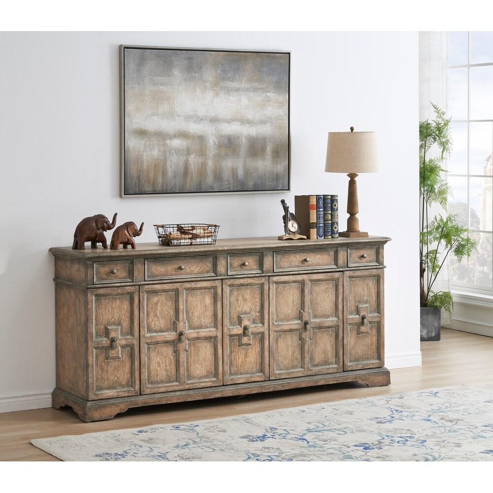 Somette Sussex Rustic Brown Five Door Five Drawer Credenza