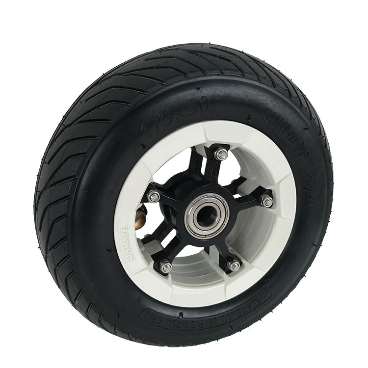 175x50 Rubber Wheel with Aluminium Hub Double Bearings Double Spoke and Tire Tube 7x2 Inch for Electric Skateboard Replacement