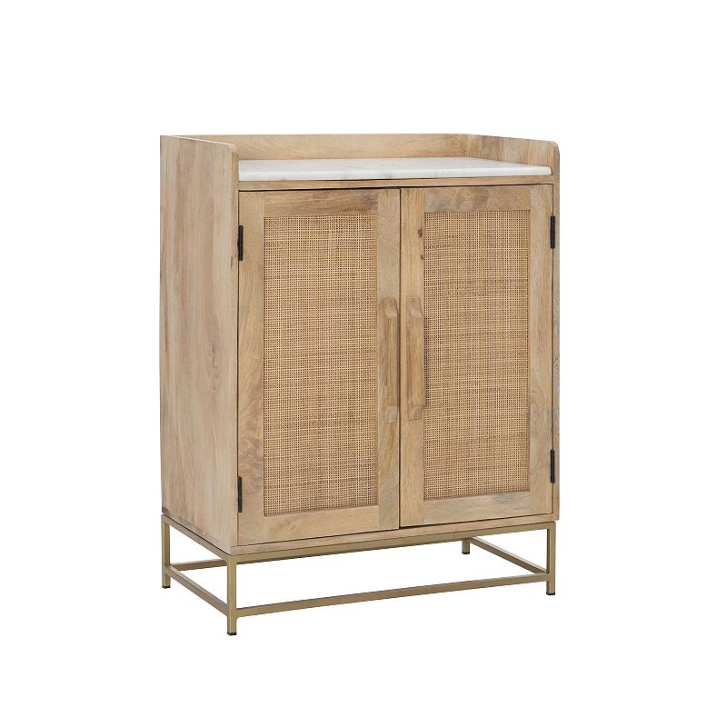 Linon Janie Rattan Sliding 2-Door Console