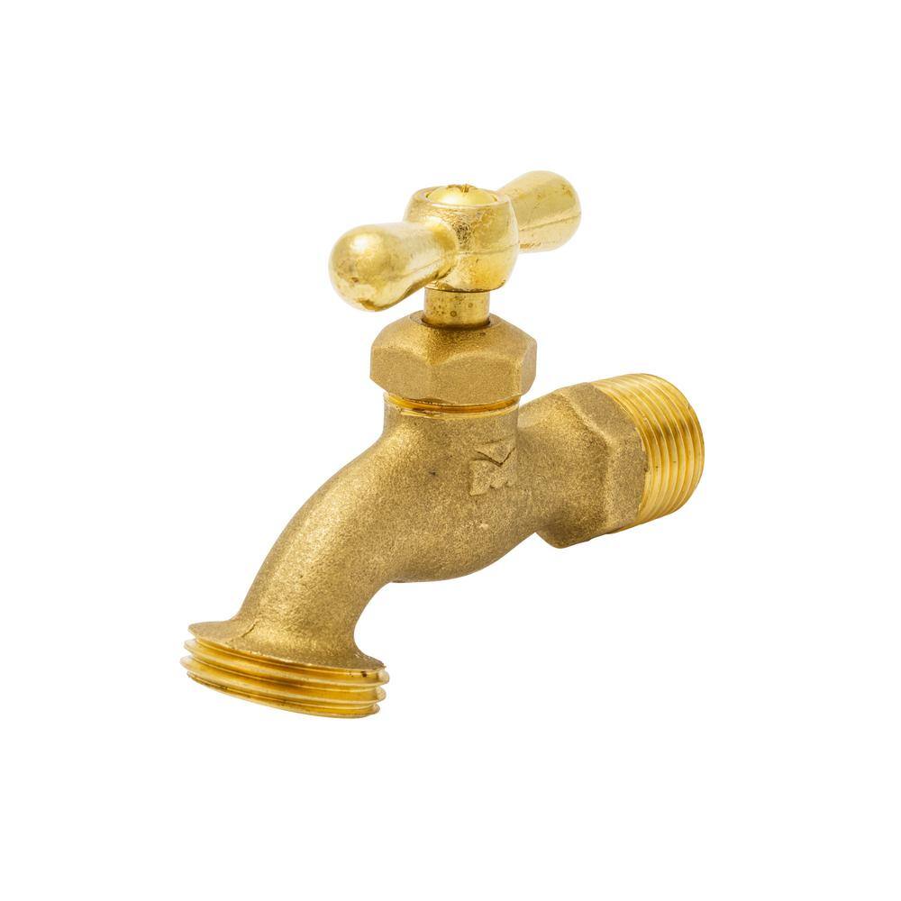 Everbilt 12 in. x 34 in. MIP x MHT Brass Hose Bibb Valve 103-003EB