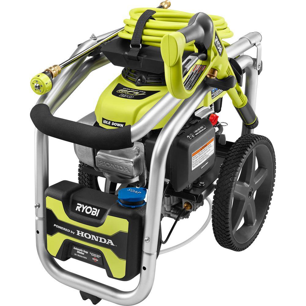 RYOBI 3300 PSI 2.3 GPM Cold Water Gas Pressure Washer with Honda GCV190 Idle Down RY80942