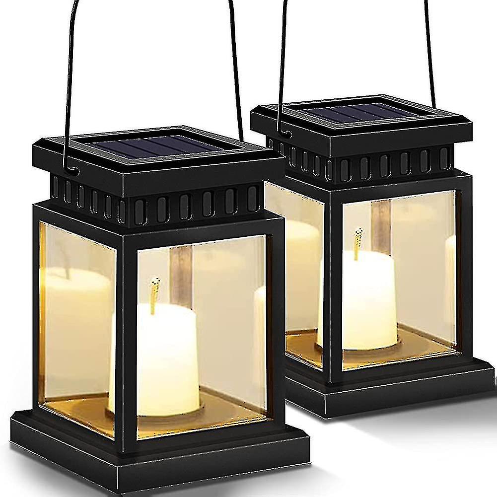 2 Pack Solar Lantern， Garden Solar Lanterns Outdoor Hanging， Waterproof Led