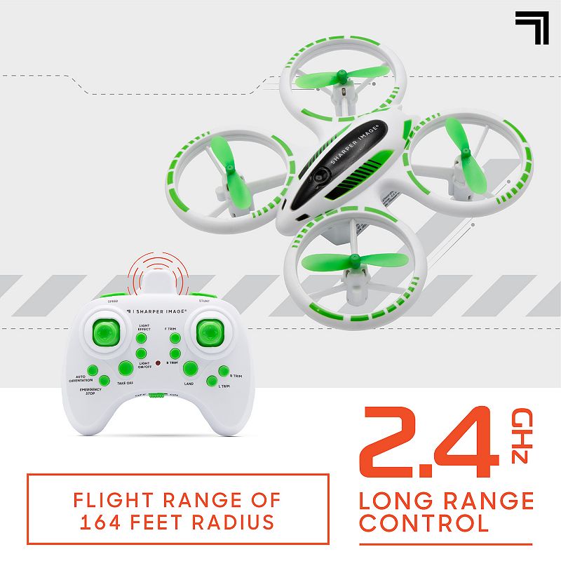 Sharper Image 2.4GHz Glow Up Stunt Drone with LED Lights， Mini Remote Controlled Quadcopter with Assisted Landing